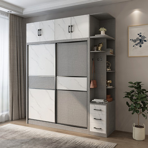 北欧多功能衣柜大小户型家用卧室大理石拼接衣柜转角带梳妆台衣橱