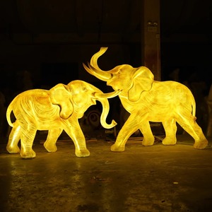 大象雕塑玻璃钢仿真模型户外公园景区动物园装饰发光大型动物摆件