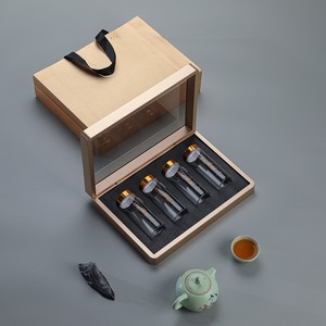 新款4罐通用玻璃瓶空礼盒太平猴魁茶叶包装礼盒装绿茶6罐包装可定