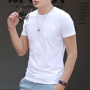 男装夏季基础款帅气重磅男士t恤短袖纯色黑白色百搭半截袖打底衫