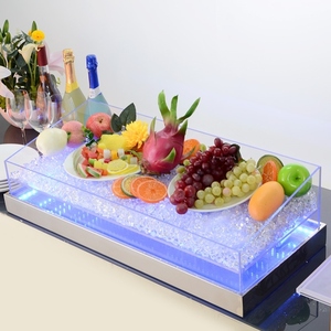 自助餐海鲜冰台水果捞展示柜台菜品三文鱼摆台不锈钢平面工作台