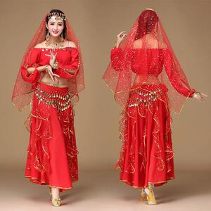 印度舞蹈服装女长袖表演套装新款成人肚皮舞埃及舞蹈练习演出服装