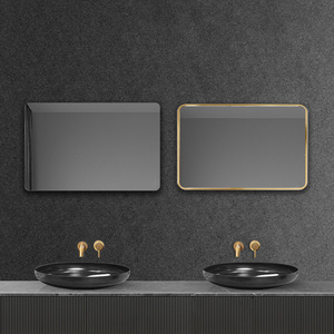 简约卫生间方形镜子无边框浴室镜壁挂洗手间高清镜竖镜片铝合金框