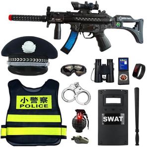 儿童警察服电动玩具枪套装幼儿园男孩黑猫警长帽子交警大盖帽小孩