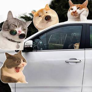 趣味贴纸猫咪狗子表情包汽车贴纸卡通个性车贴搞笑创意后窗玻璃贴