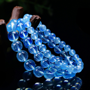 巴西冰种海蓝宝蓝宝石水晶手链手串女送朋友闺蜜礼物夏天小清新