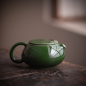 陶瓷单壶祖母绿茶壶复古手工过滤球家用普洱泡水壶功夫茶具泡茶壶