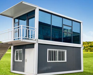 打包箱集装箱活动板房移动房玻璃幕墙办公室组装可拆卸材料组合屋