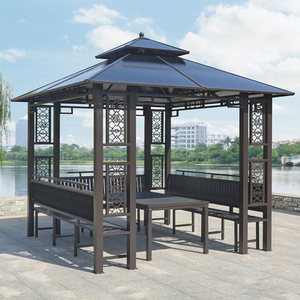 户外凉亭别墅庭院铝合金花园遮阳棚室外新中式楼顶休闲农家乐亭子