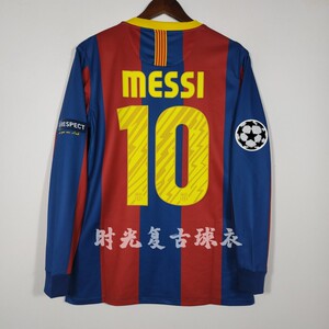 1213巴萨主场长袖球衣梅西10号埃托奥9号伊涅斯塔8号享利巴萨球衣