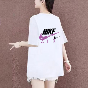 品牌白色圆领短袖t恤女夏季2024新款体恤高级感小个子中长款上衣