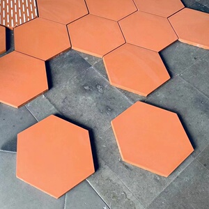 红砖地砖 庭院红地砖 六角红砖 闽南红砖地面 红砖铺地 陶土红砖