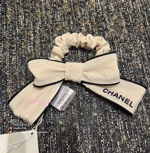 23c chanel香奈儿 米白色大蝴蝶结 丝巾发带不可拆卸发圈发绳