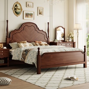 洞窝择民居实木床美式复古双人大床1.8米1.5现代简约轻奢主卧婚床
