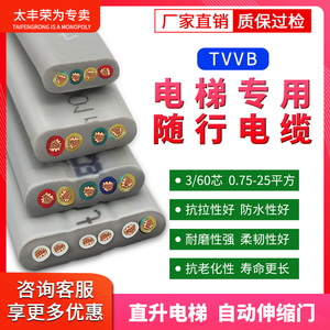 TVVB电梯专用随行扁平电缆3/4/5~60芯铜伸缩门行车扁线软电源线缆