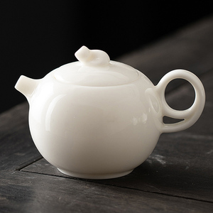 羊脂玉瓷茶壶陶瓷单壶泡茶壶大容量功夫茶具带过滤白瓷西施壶带把