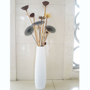 lmdec落地干花大花瓶陶瓷套装 干莲蓬莲藕干枝禅意干花束客厅摆件