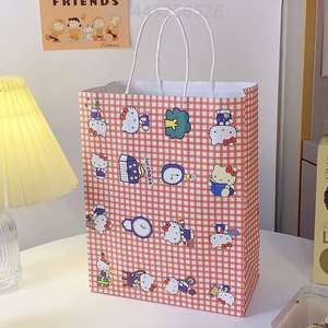 ins纸袋袋袋可爱卡通条纹日系包装袋格子闺蜜送礼品手提生日礼物