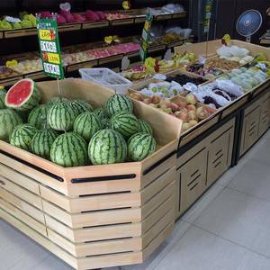 水果店货架超市中岛端头干货零食散装柜木制多功能展示架促销堆头