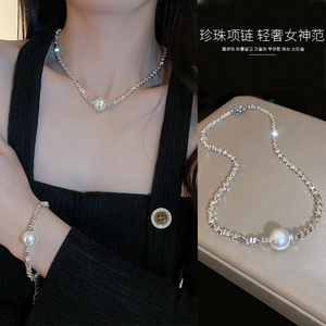周­大福້碎银子珍珠毛衣项链2024新款爆款女项圈高级感贝珠镀银
