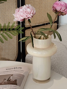 Texdream织梦 中古花瓶 法式轻奢花瓶摆件客厅插花玻璃装饰鲜花瓶