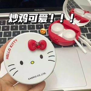 美瞳盒hellokitty隐形眼镜伴侣盒可爱立体蝴蝶结收纳少女便携式