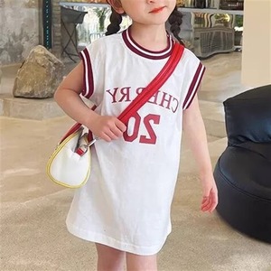 女童篮球连衣裙2024夏季无袖运动洋气儿童宝宝时尚中长款背心裙子