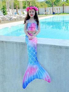 儿童美人鱼服装人鱼尾巴泳衣小女孩比基尼套装女童可爱公主鱼尾巴