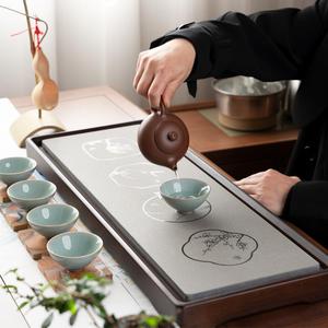 祥福新中式乌金石长方形家用创意干泡台茶台办公茶海茶盘功夫茶具