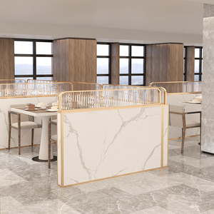 餐厅隔断铁艺不锈钢长虹玻璃卡座隔断矮屏风饭店酒馆隔断座位隔板