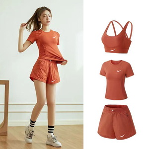 正品NK瑜伽服套装女夏薄款运动跑步服高级感速干衣短袖显瘦健身服