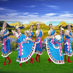新款新款藏族舞蹈演出服装女刘荣洗衣歌广场舞套装少数民族演出连