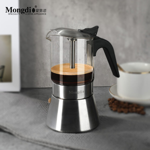 Mongdio双阀摩卡壶不锈钢煮咖啡壶家用意式浓缩咖啡萃取壶全自动