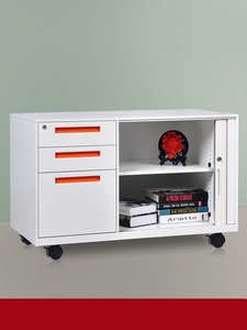 桌下收纳柜铁皮钢制活动柜可移动抽屉柜带轮子文件收纳矮柜置物柜