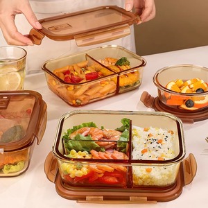 日本扣饭盒微波炉加热专用碗上班族带饭餐盒玻璃保鲜盒分隔便当盒