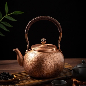 铜壶烧水壶茶壶纯铜手工紫铜加厚养生壶老式复古煮茶礼品茶具套装
