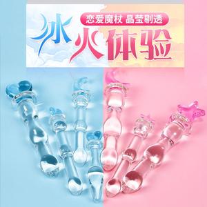 水假晶玻璃透明阳具女性用品成人玩趣具情抽插私高潮阴茎入道jXQN