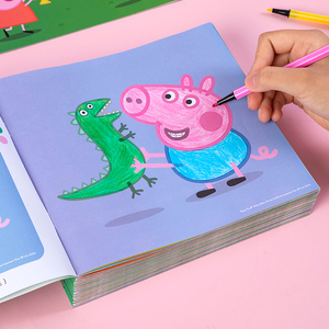 小猪佩奇涂色书儿童画画本2-3-4岁6宝宝涂色绘画本涂鸦书填色玩具