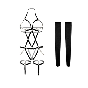 户外方便穿脱漏胸捆绑可撕扯情趣内衣野外露出sm调教自缚绳衣套装