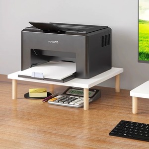 打印机置物架桌面电脑桌针式机支架办公室桌上双层收纳木质层架子