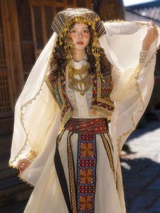 新款古国公主服饰女刺绣民族特色西域民族风汉元素宫廷风云南摄影