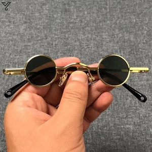 帕森圆形墨镜太子镜眼镜搞怪太阳镜男女款超小框款汉奸嘻哈偏光金