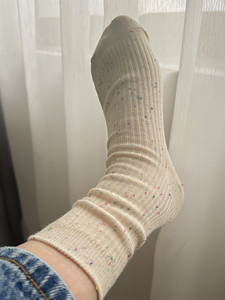 "糖果时光机 疯狂自留"夏季彩色中筒袜子女点子纱袜日系堆堆袜