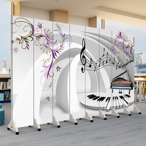 屏风隔断琴行音乐教室艺术培训班可折叠移动钢琴黑白键盘音符遮挡