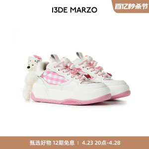 13DE MARZO女士 Hello Kitty联名格纹厚底休闲鞋潮流个性运动板鞋