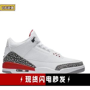 Air Jordan 3 AJ3 飓风白红白水泥爆裂纹男女 136064-116