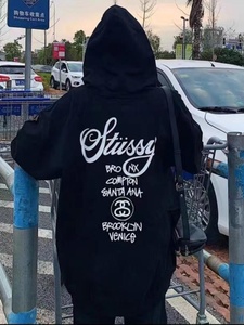 Stussy斯图西美式潮牌开衫经典世界巡游拉链连帽卫衣外套男女同款