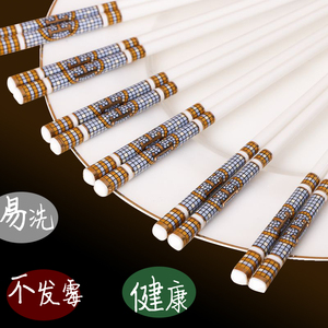 适用爱马仕陶瓷筷子欧式家用快子建康环保防滑骨瓷筷子一盒五双套