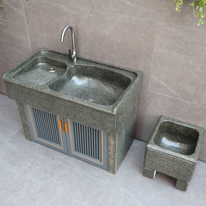 天然大理石洗衣池带搓板阳台家用庭院水池台盆户外一体石头洗水槽