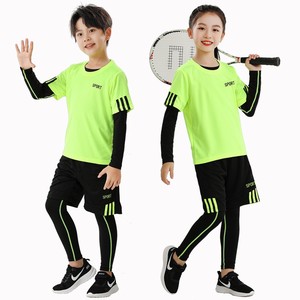 断码品李宁儿童羽毛球服套装男乒乓球网球衣服长袖紧身速干衣女童